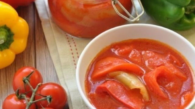 Лечо с томатной пастой из болгарского перца